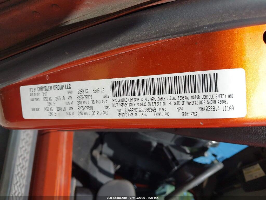1J4AA5D16BL606349 2011 JEEP WRANGLER photo no. 9