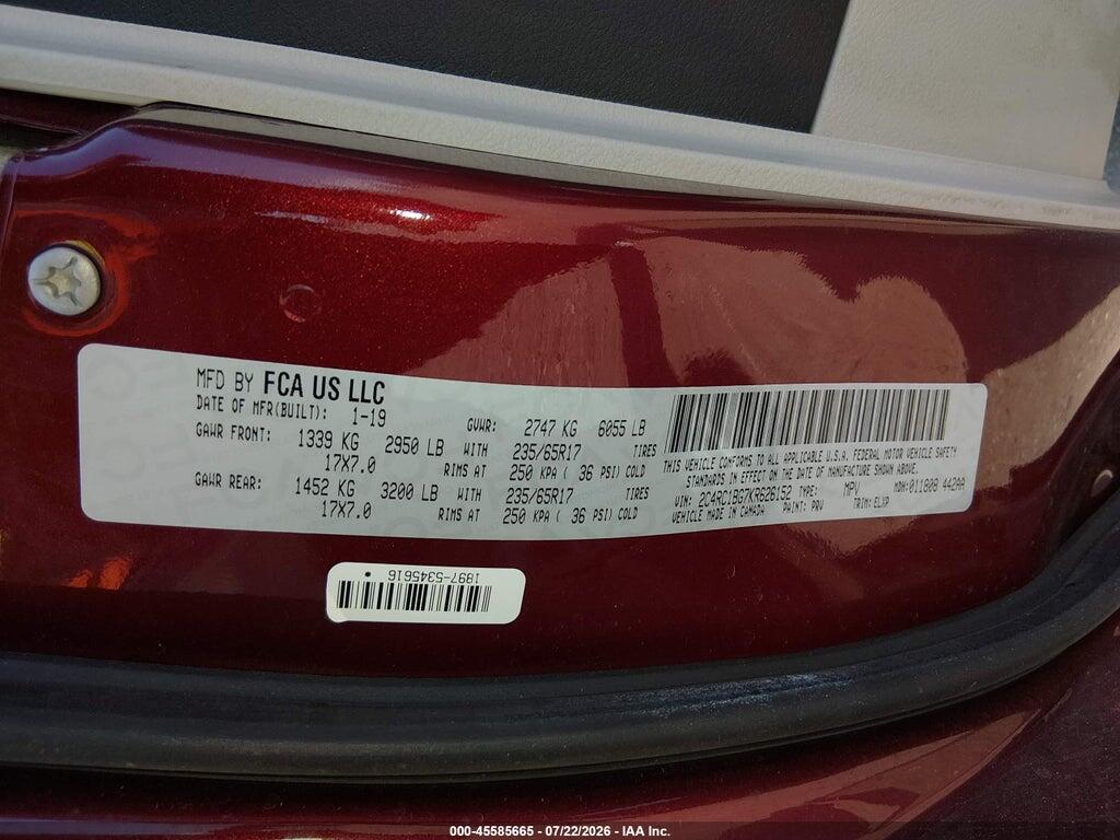 2C4RC1BG7KR626152 2019 CHRYSLER PACIFICA photo no. 9