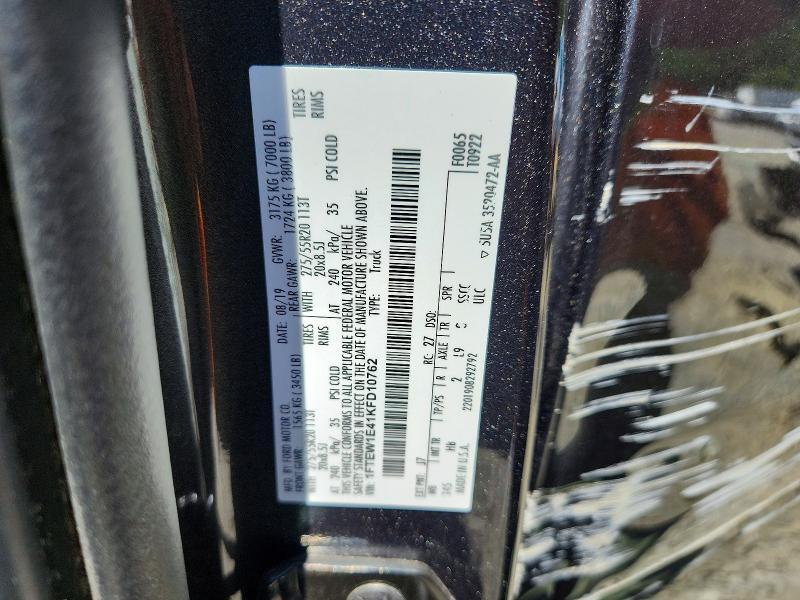 1FTEW1E41KFD10762 2019 FORD F150 photo no. 12