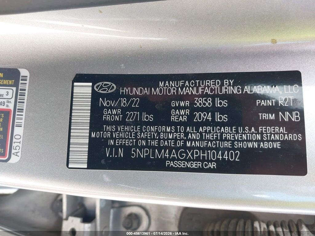 5NPLM4AGXPH104402 2023 HYUNDAI ELANTRA photo no. 9