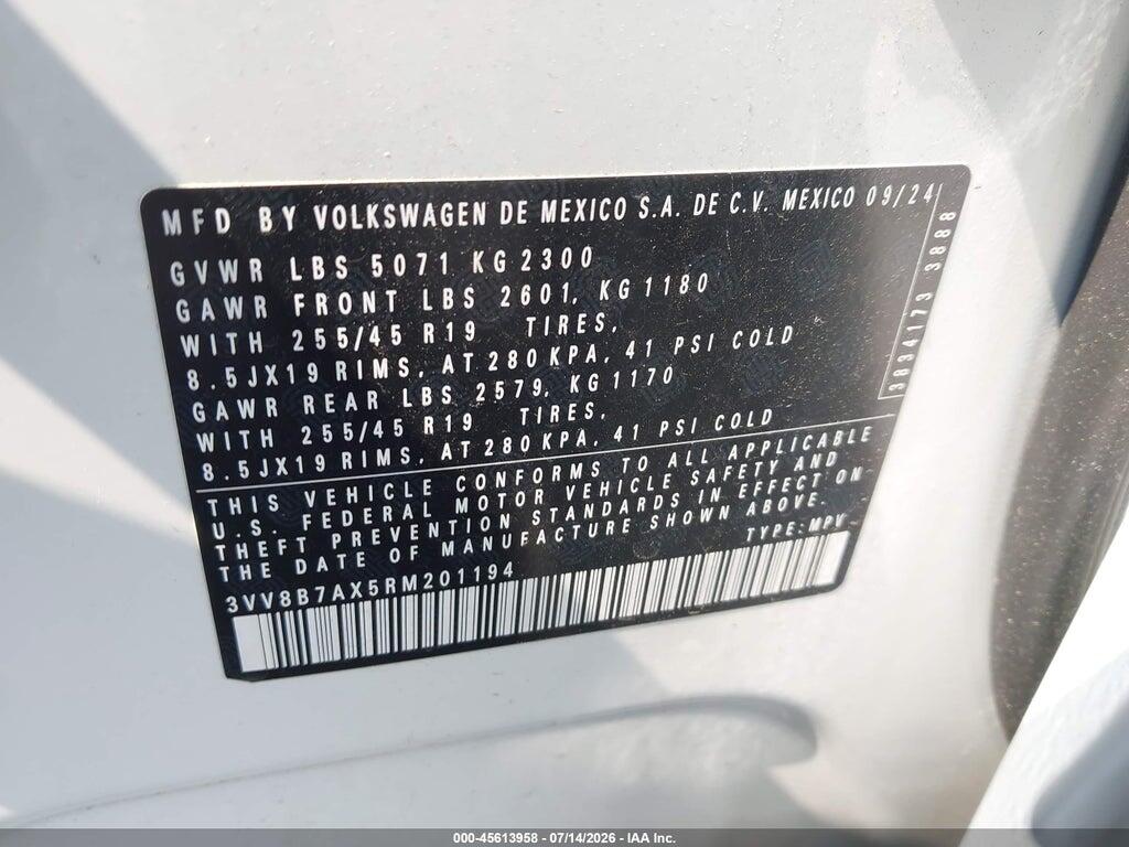 3VV8B7AX5RM201194 2024 VOLKSWAGEN TIGUAN photo no. 9