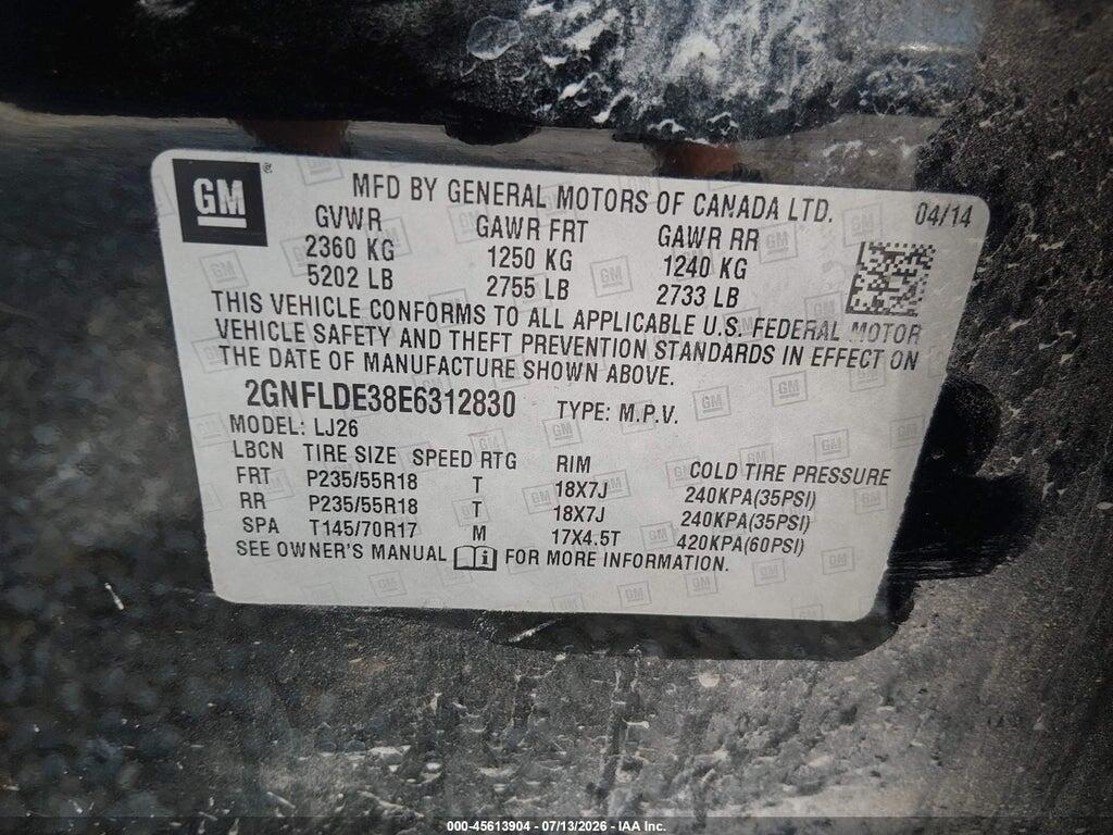 2GNFLDE38E6312830 2014 CHEVROLET EQUINOX photo no. 9