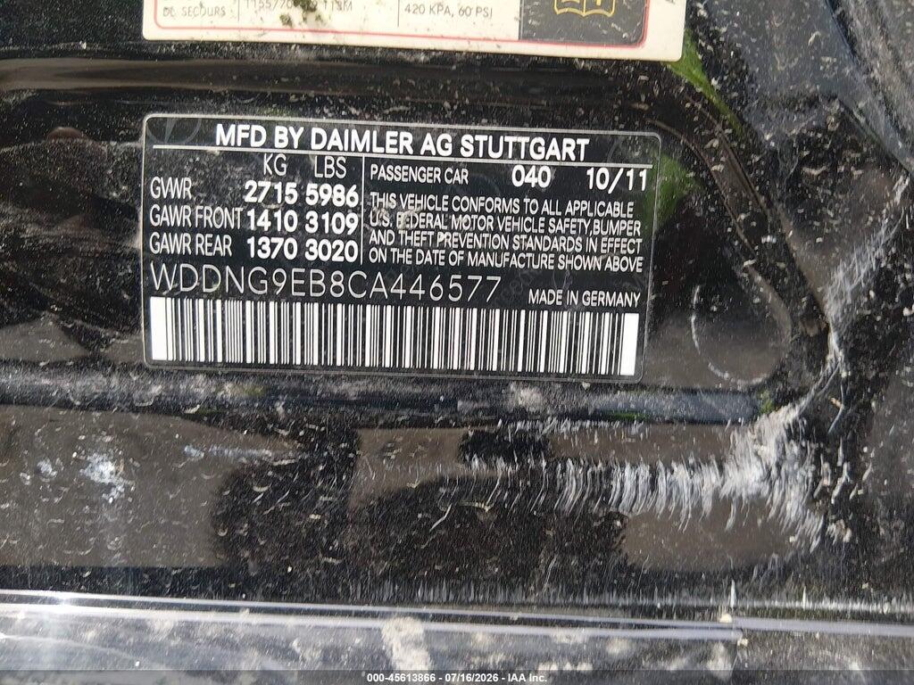 WDDNG9EB8CA446577 2012 MERCEDES-BENZ S 550 photo no. 9