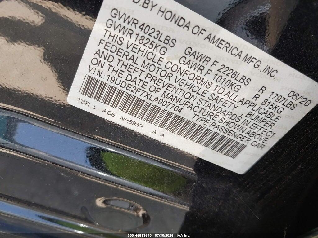 19UDE2F7XLA007704 2020 ACURA ILX photo no. 9