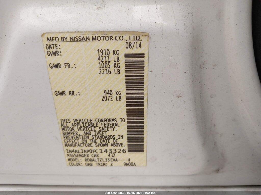 1N4AL3AP0FC143326 2015 NISSAN ALTIMA photo no. 9