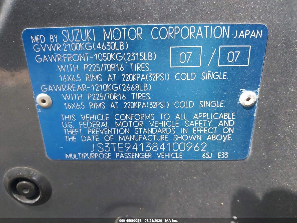 JS3TE941384100962 2008 SUZUKI GRAND VITARA photo no. 9
