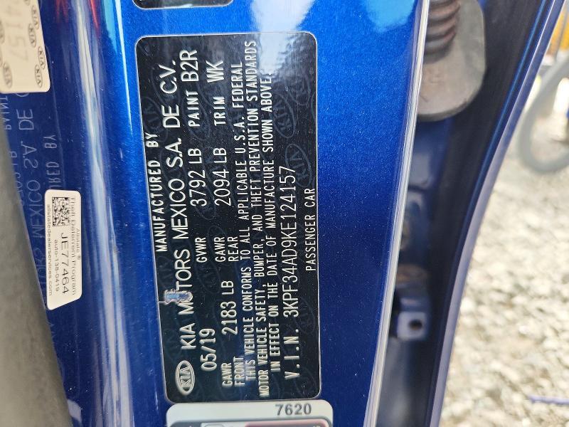 3KPF34AD9KE124157 2019 KIA FORTE photo no. 12