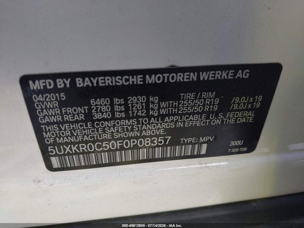 5UXKR0C50F0P08357 2015 BMW X5 photo no. 9