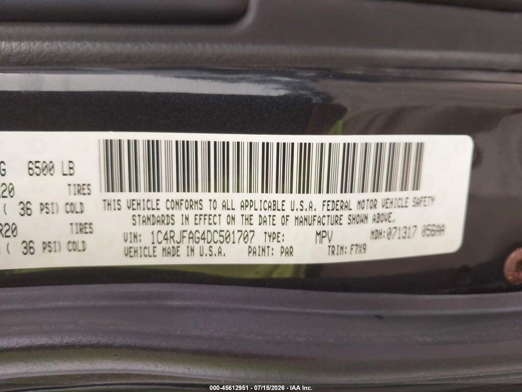1C4RJFAG4DC501707 2013 JEEP GRAND CHEROKEE photo no. 9