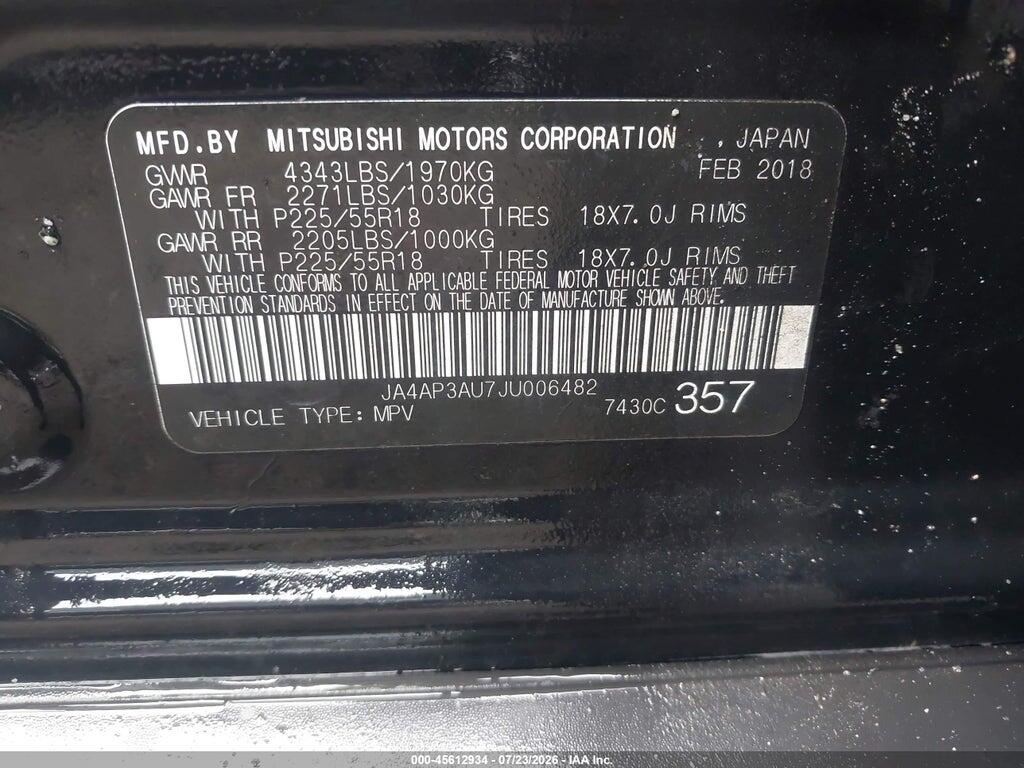JA4AP3AU7JU006482 2018 MITSUBISHI OUTLANDER SPORT photo no. 9