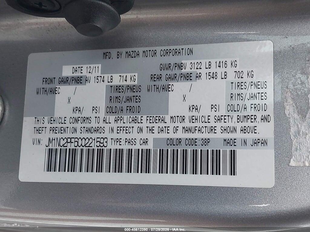 JM1NC2PF6C0221593 2012 MAZDA MX-5 MIATA photo no. 9