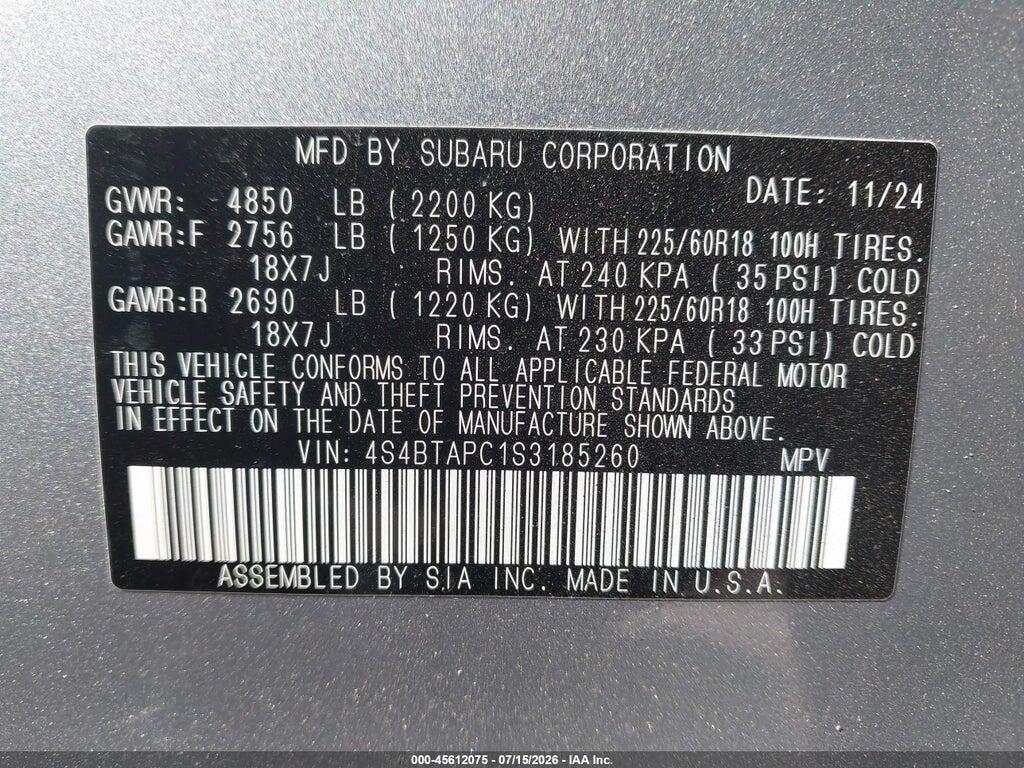 4S4BTAPC1S3185260 2025 SUBARU OUTBACK photo no. 9