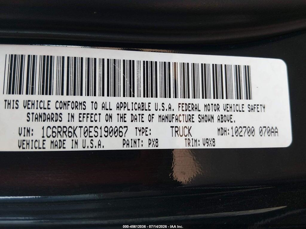 1C6RR6KT0ES190067 2014 RAM 1500 photo no. 9