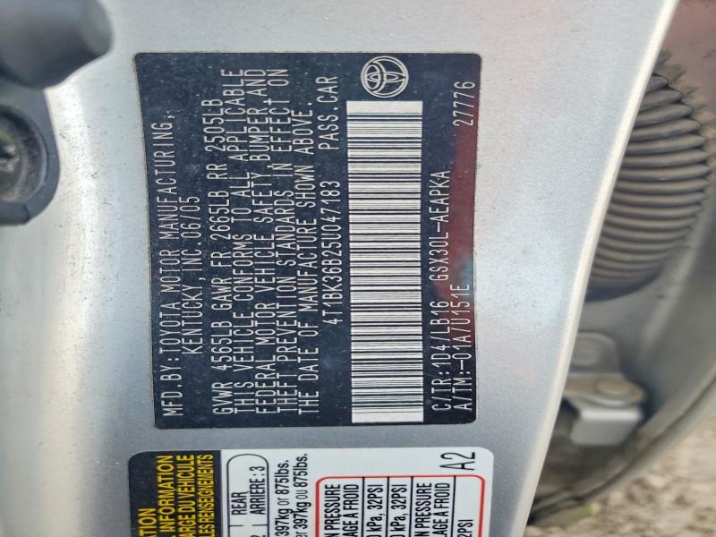 4T1BK36B25U047183 2005 TOYOTA AVALON photo no. 12