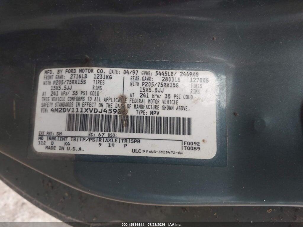 4M2DV111XVDJ45928 1997 MERCURY VILLAGER photo no. 9