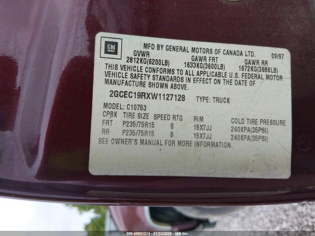 2GCEC19RXW1127128 1998 CHEVROLET C/K 1500 photo no. 9