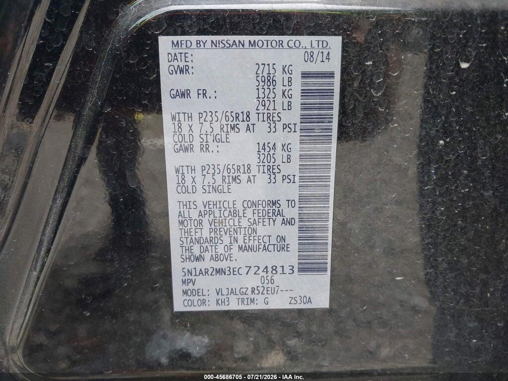 5N1AR2MN3EC724813 2014 NISSAN PATHFINDER photo no. 9