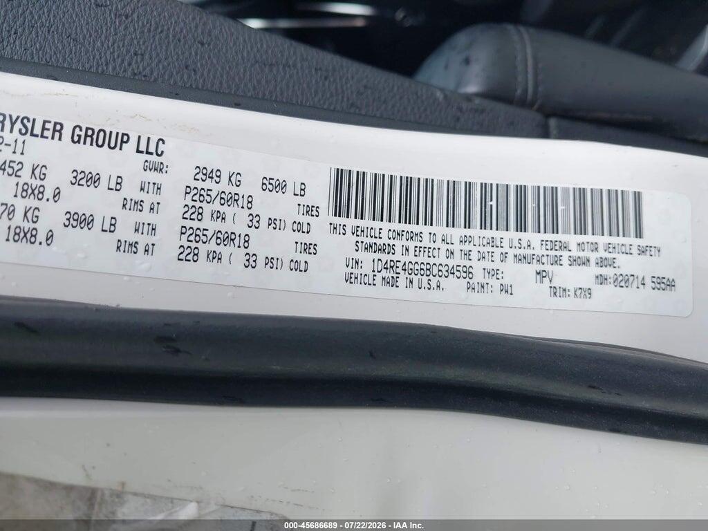 1D4RE4GG6BC634596 2011 DODGE DURANGO photo no. 9