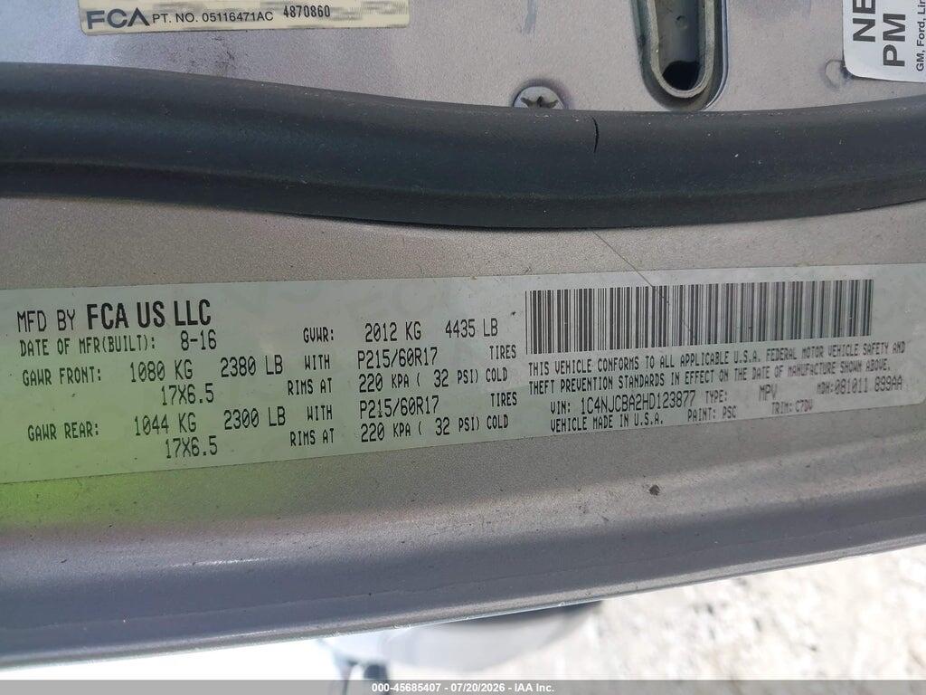 1C4NJCBA2HD123877 2017 JEEP COMPASS photo no. 9