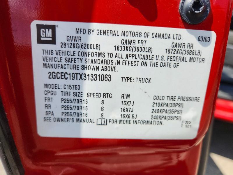 2GCEC19TX31331063 2003 CHEVROLET SILVERADO photo no. 12