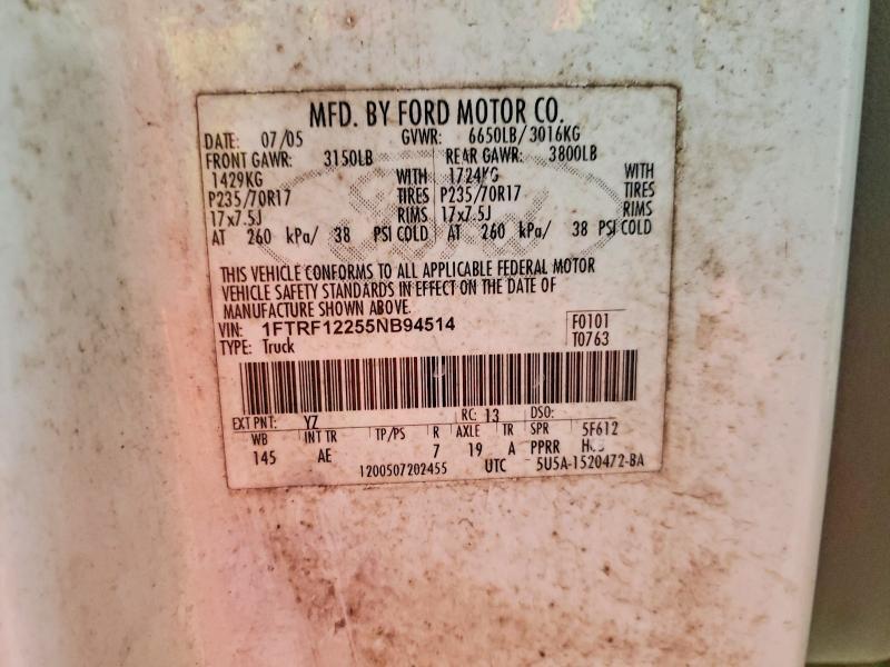 1FTRF12255NB94514 2005 FORD F150 photo no. 12