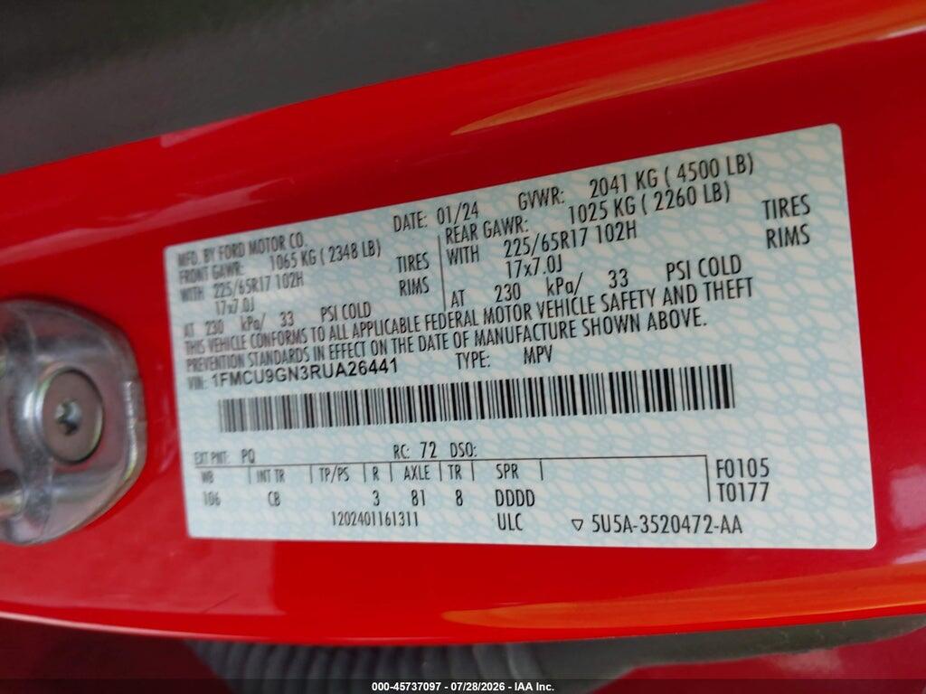 1FMCU9GN3RUA26441 2024 FORD ESCAPE photo no. 9