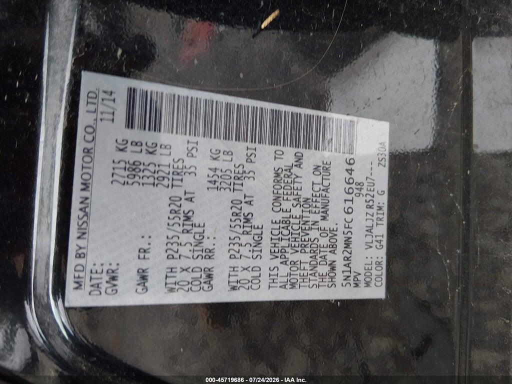 5N1AR2MN5FC616646 2015 NISSAN PATHFINDER photo no. 9