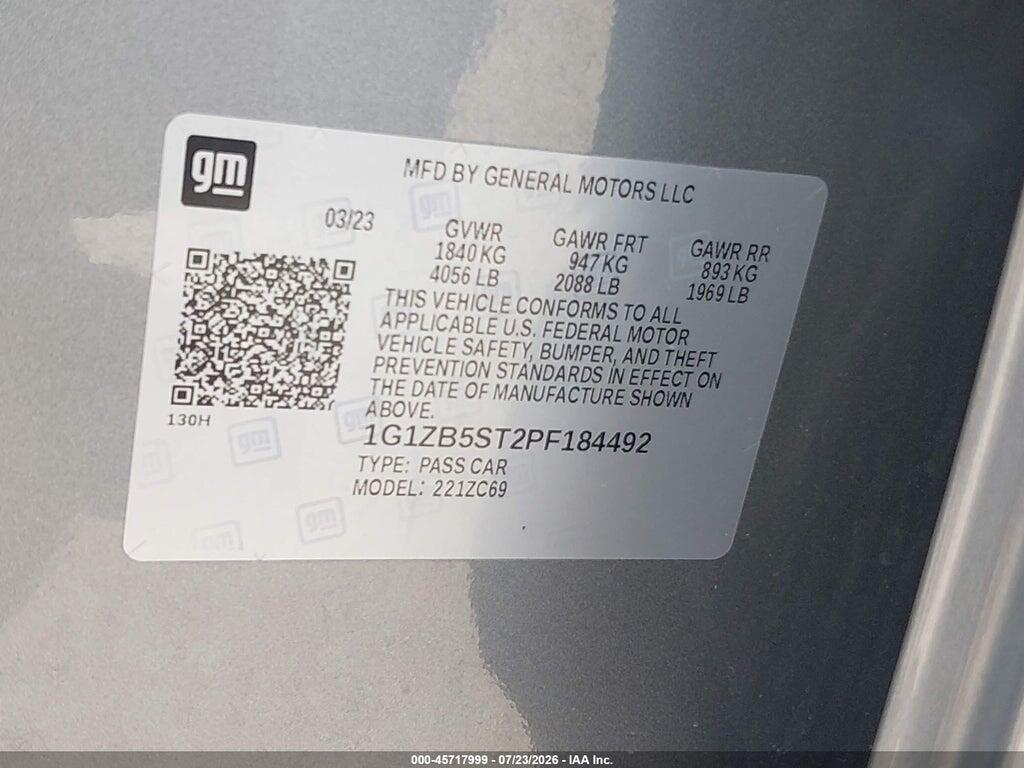 1G1ZB5ST2PF184492 2023 CHEVROLET MALIBU photo no. 9