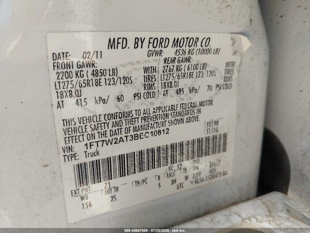 1FT7W2AT3BEC10812 2011 FORD SUPER DUTY F-250 SRW photo no. 9