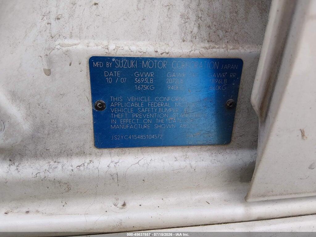 JS2YC415485104572 2008 SUZUKI SX4 photo no. 9