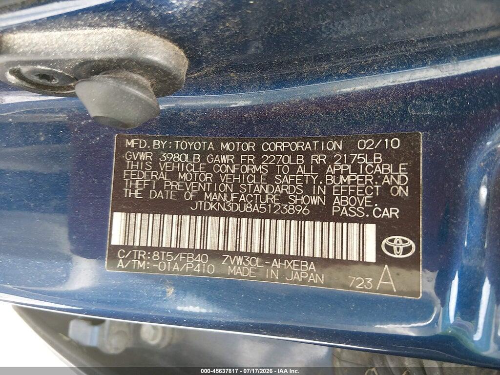JTDKN3DU8A5123896 2010 TOYOTA PRIUS photo no. 9