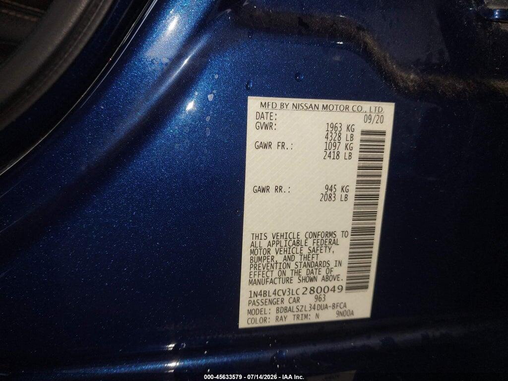 1N4BL4CV3LC280049 2020 NISSAN ALTIMA photo no. 9