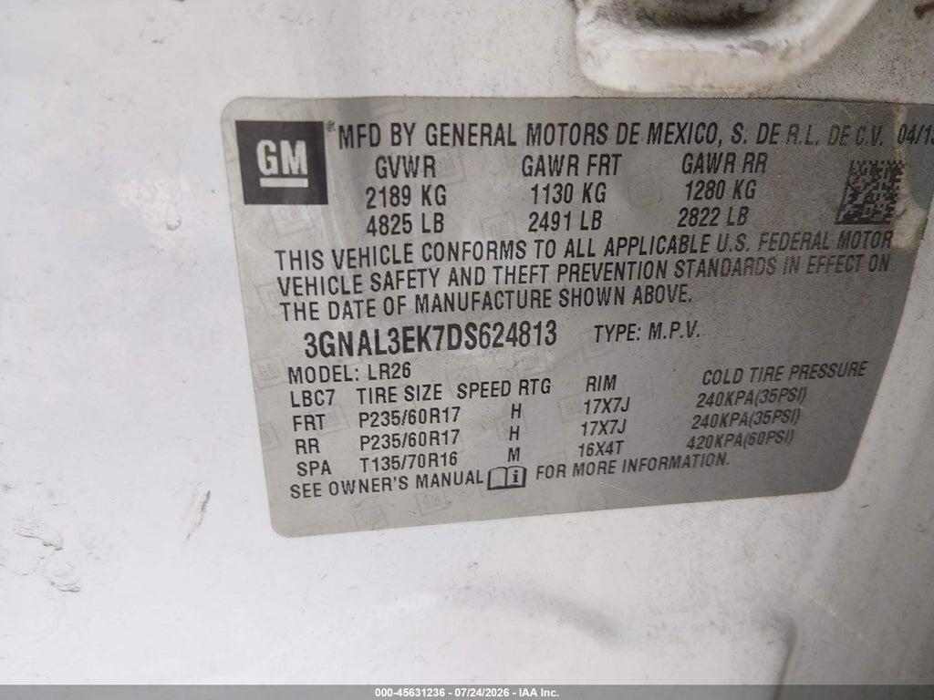 3GNAL3EK7DS624813 2013 CHEVROLET CAPTIVA SPORT FLEET photo no. 9