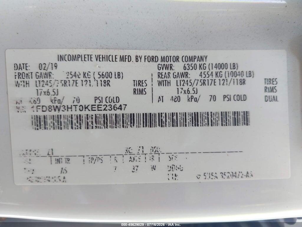 1FD8W3HT0KEE23647 2019 FORD F-350 CHASSIS photo no. 8