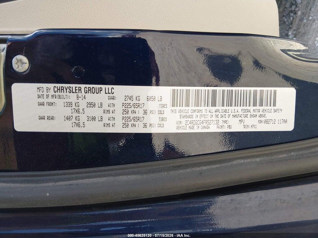 2C4RDGCG4FR527132 2015 DODGE GRAND CARAVAN photo no. 9