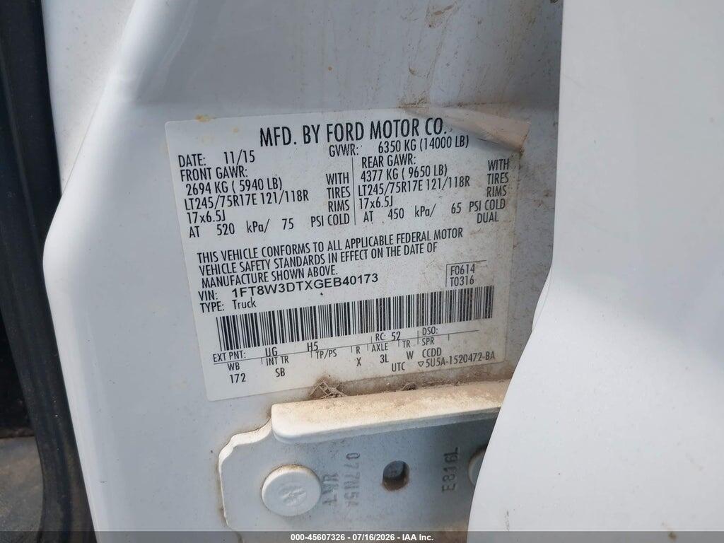 1FT8W3DTXGEB40173 2016 FORD F-350 photo no. 9