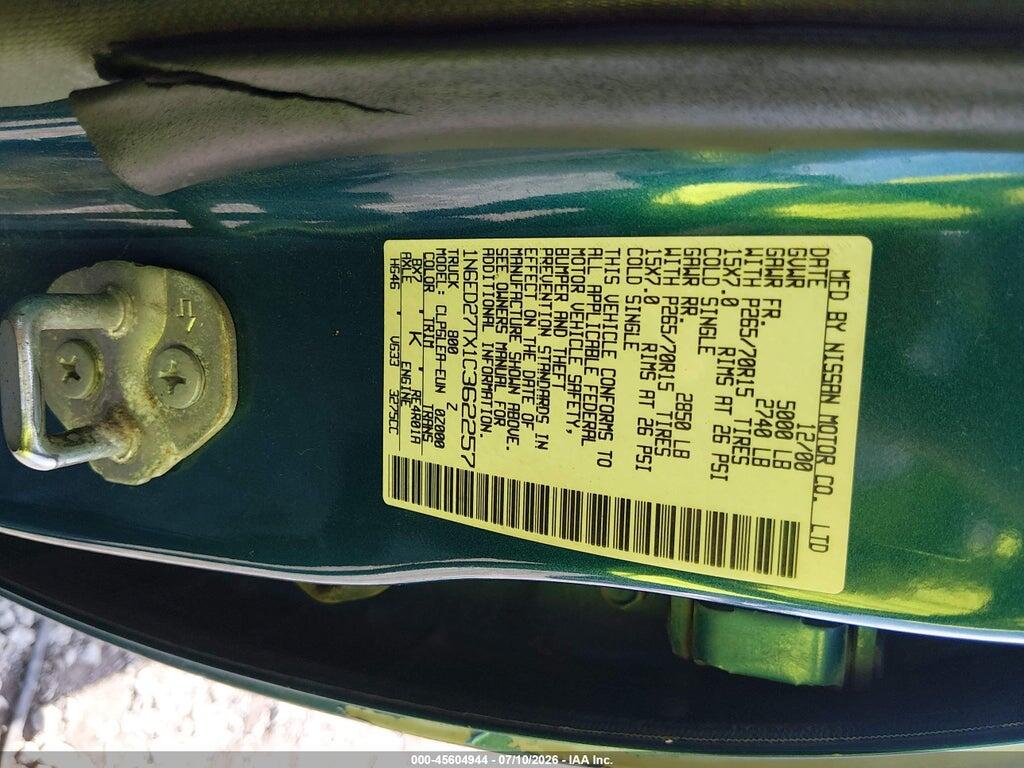 1N6ED27TX1C362257 2001 NISSAN FRONTIER photo no. 9