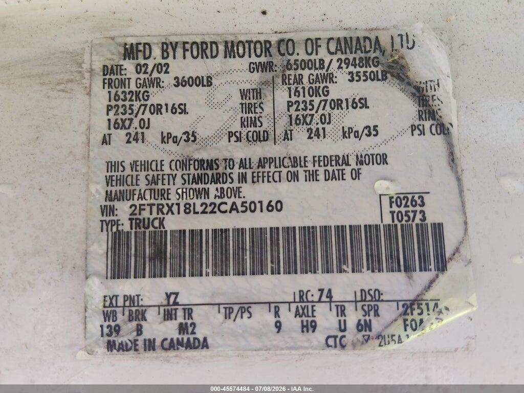 2FTRX18L22CA50160 2002 FORD F-150 photo no. 9