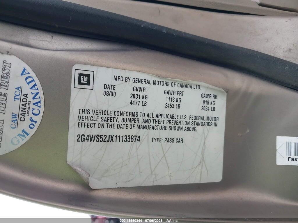 2G4WS52JX11133874 2001 BUICK CENTURY photo no. 9