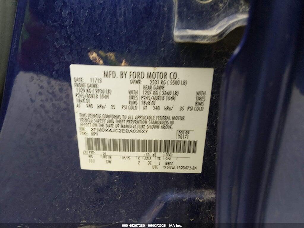 2FMDK4JC2EBA03527 2014 FORD EDGE photo no. 9