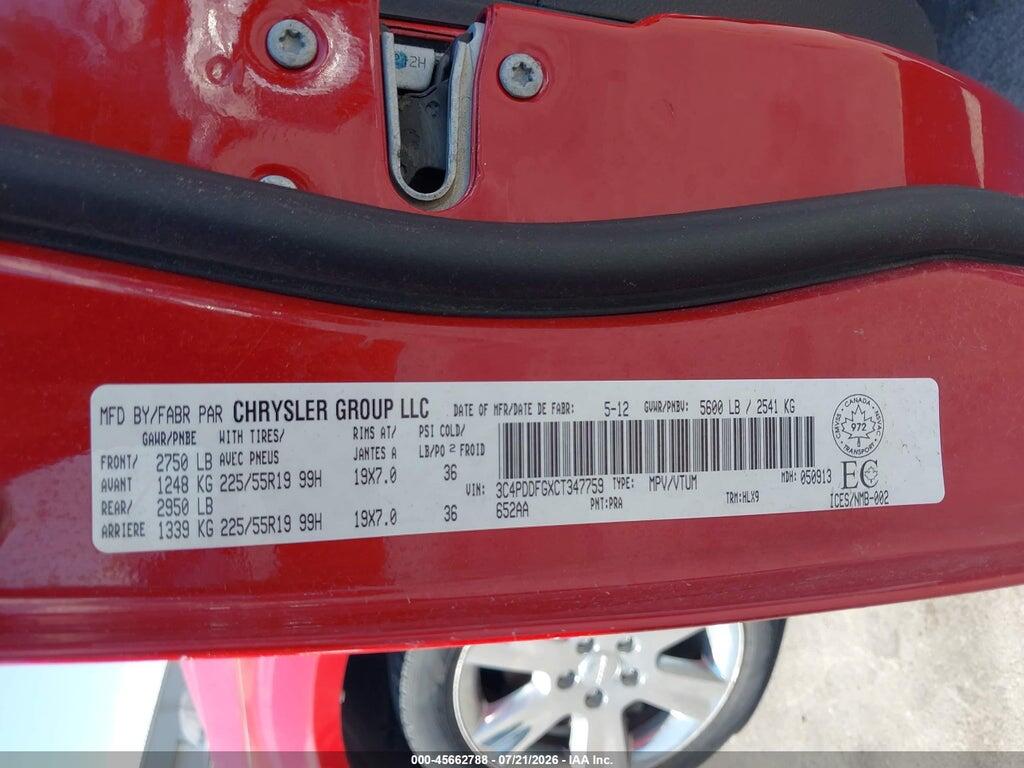 3C4PDDFGXCT347759 2012 DODGE JOURNEY photo no. 9
