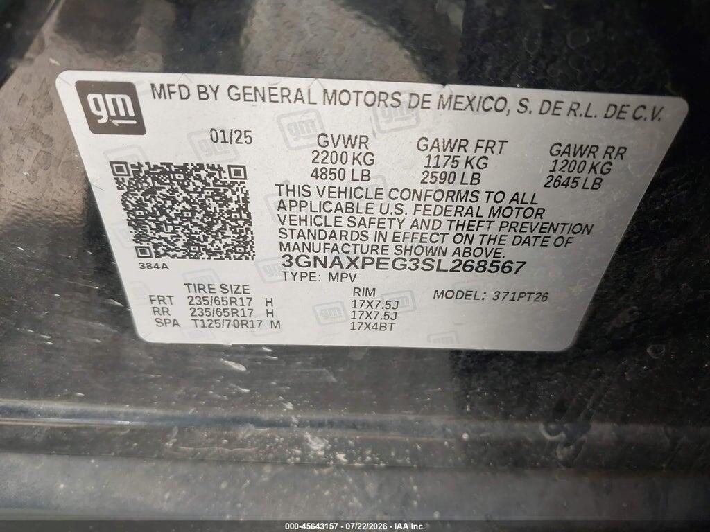 3GNAXPEG3SL268567 2025 CHEVROLET EQUINOX photo no. 9