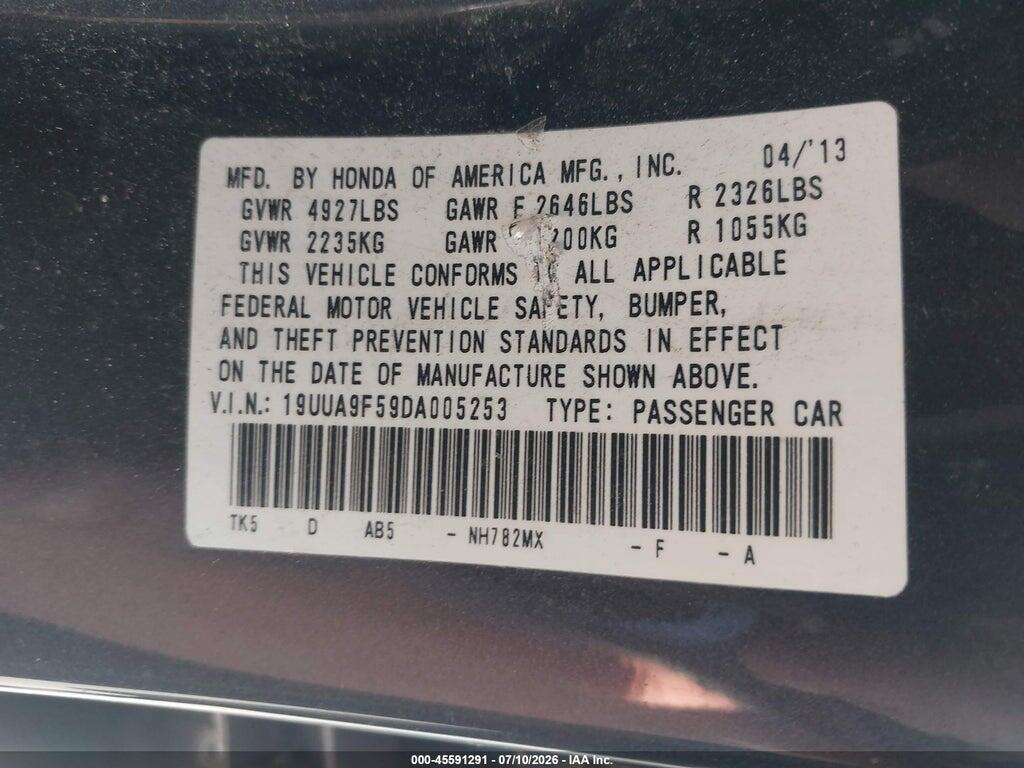 19UUA9F59DA005253 2013 ACURA TL photo no. 9