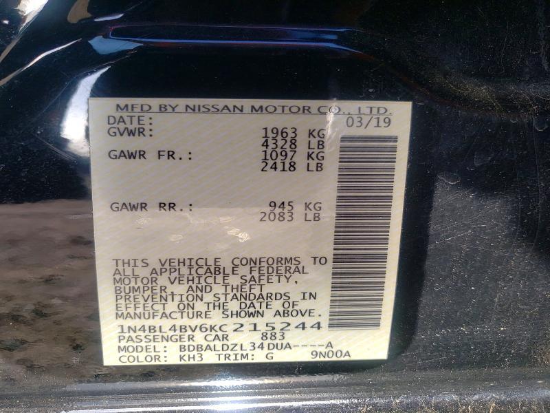 1N4BL4BV6KC215244 2019 NISSAN ALTIMA photo no. 12