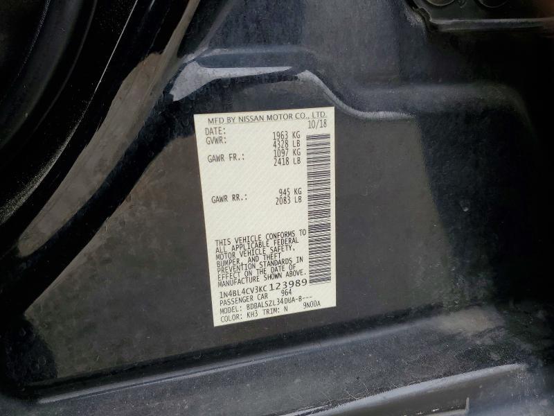 1N4BL4CV3KC123989 2019 NISSAN ALTIMA photo no. 12