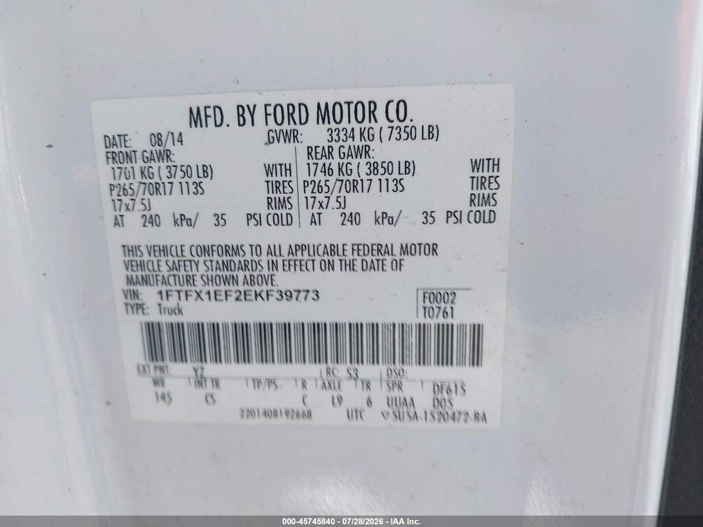 1FTFX1EF2EKF39773 2014 FORD F-150 photo no. 9