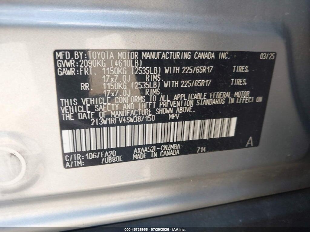 2T3W1RFV4SW387150 2025 TOYOTA RAV4 photo no. 9