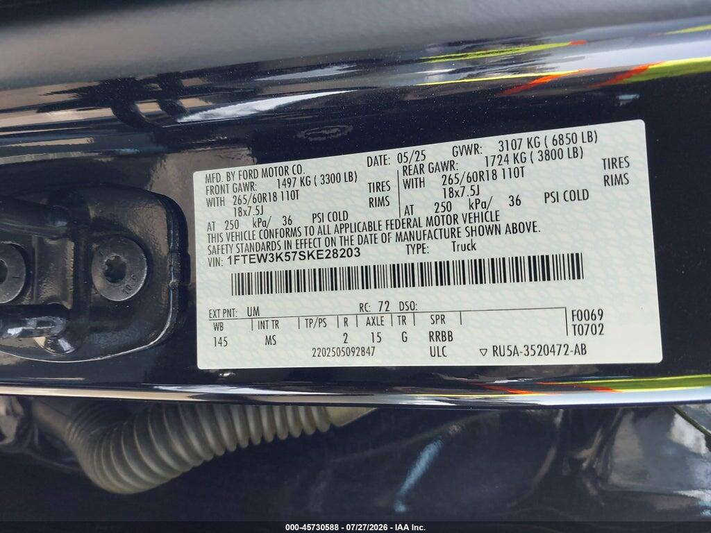 1FTEW3K57SKE28203 2025 FORD F-150 photo no. 9