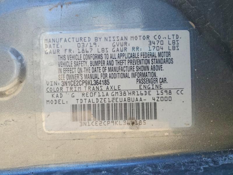 3N1CE2CP9KL364185 2019 NISSAN VERSA NOTE photo no. 12