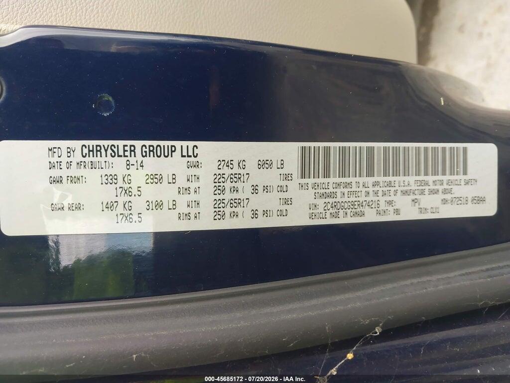2C4RDGCG9ER474216 2014 DODGE GRAND CARAVAN photo no. 9